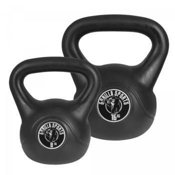 Gorilla Sports Sada kettlebell činiek, plast, čierna, 24 kg