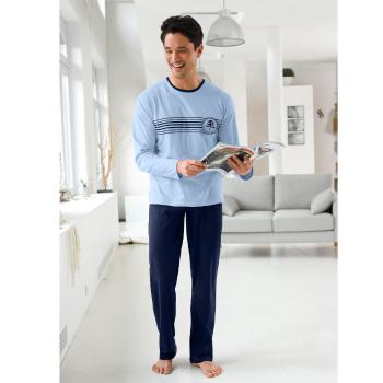 Blancheporte Pyžamo s nohavicami a dlhým rukávom modrá/nám.modrá 107/116 (XL)