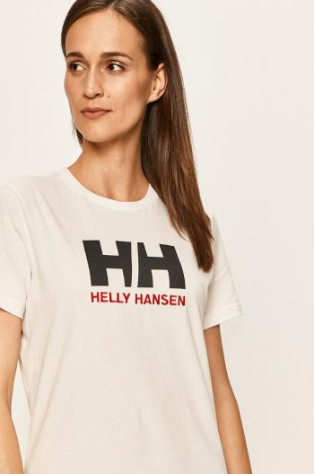 Bavlnené tričko Helly Hansen biela farba
