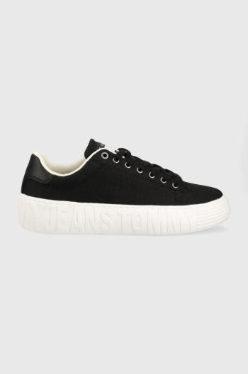 Tenisky Tommy Jeans CANVAS OUTSOLE čierna farba, EM0EM01160