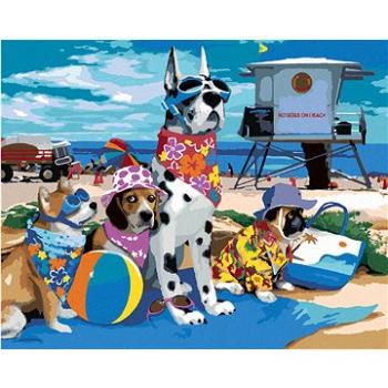 Maľovanie podľa čísel - Psi na výlete na pláži (Howard Robinson) (HRAbz33445nad)