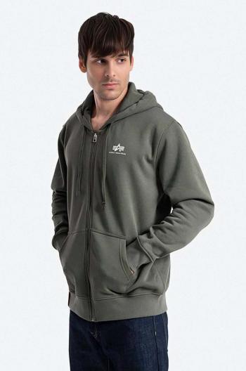 Mikina Alpha Industries Basic Zip Hoody 118342.142-green, pánska, zelená farba, s kapucňou, jednofarebná