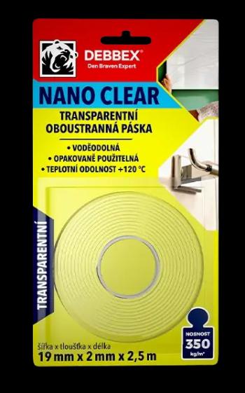 DEBBEX NANO CLEAR - Transparentná obojstranná páska 19mm x 2mm x 2,5m