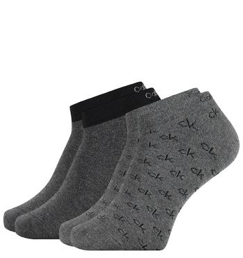 CALVIN KLEIN - 2PACK členkové ponožky gray s logom CK-39-42
