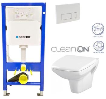 GEBERIT DuofixBasic s bielym tlačidlom DELTA51 + WC CERSANIT CLEANON CARINA + SEDADLO 458.103.00.1 51BI CA2