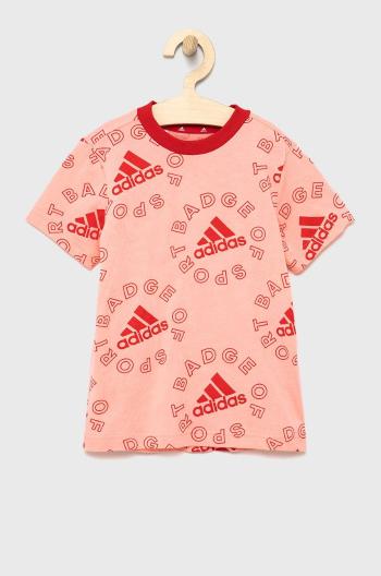 Detské bavlnené tričko adidas Performance H65794 ružová farba,