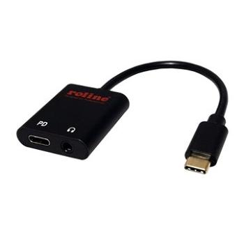 Roline Adaptér USB C(M) – 4-pólový jack 3,5 mm audio + USB C(F) (PD), 0,13 m (12.03.3222)