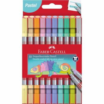 FABER-CASTELL POPISOVACE FIBRE-TIP OBOJSTRANNE 10 FAREBNE PASTELOVE