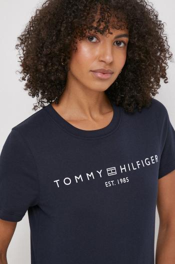 Bavlnené tričko Tommy Hilfiger dámsky,tmavomodrá farba,WW0WW40276