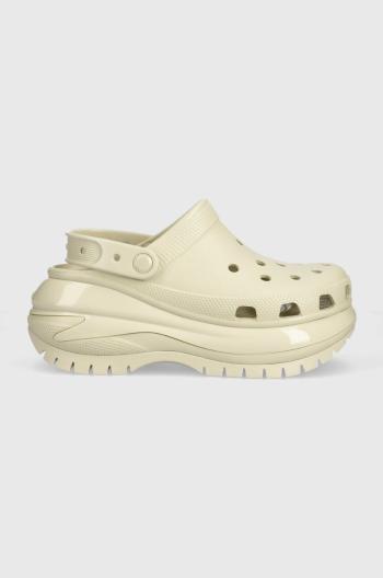 Šľapky Crocs Classic Mega Crush Clog dámske, béžová farba, na platforme, 207988