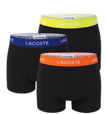 LACOSTE - boxerky 3PACK Lacoste motion microfiber black s farebným pásom-L (90 - 98 cm)