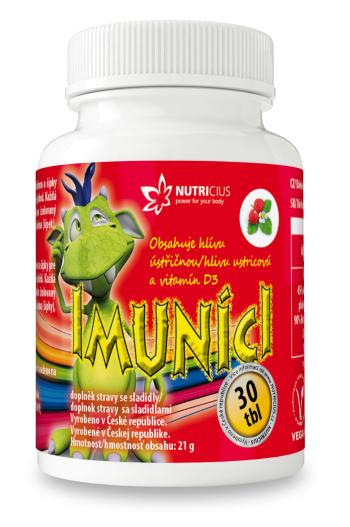 Nutricius IMUNÍCI Hliva ustricová s vitamínom D3 pre deti s jahodovou príchuťou 30 tabliet