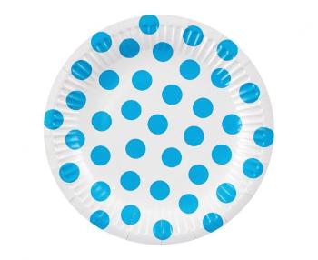Godan Papierové taniere - Biele s modrými bodkami 18 cm, 6 ks