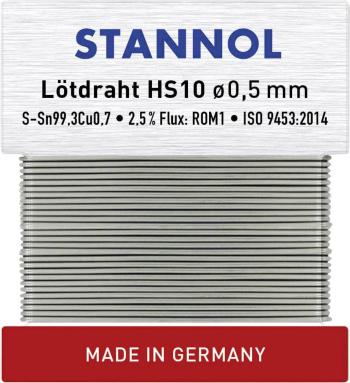 Stannol HS10 spájkovací cín bez olova bez olova Sn99,3Cu0,7 10 g 0.5 mm