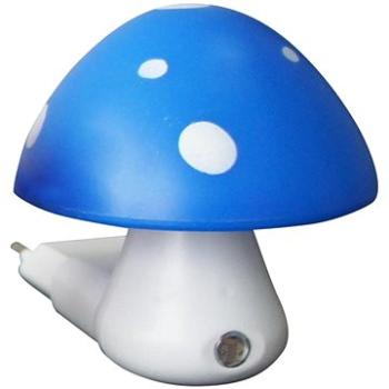 LED detská lampička do zásuvky Muchotrávka modrá 0,4 W/230 V/6 400 K, súmrakový senzor (846LED4SB)