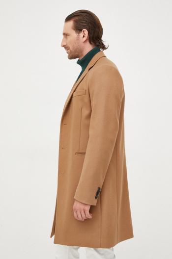 Vlnený kabát PS Paul Smith hnedá farba, prechodný,