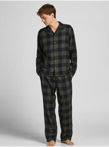 Zeleno-čierne kockované pyžamo Jack & Jones Leo