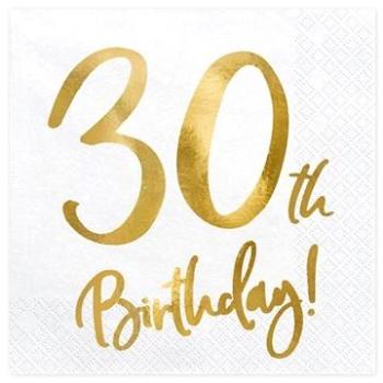 Obrúsky 30 rokov – narodeniny – biele – 33 × 33 cm, 20 ks (5900779100718)