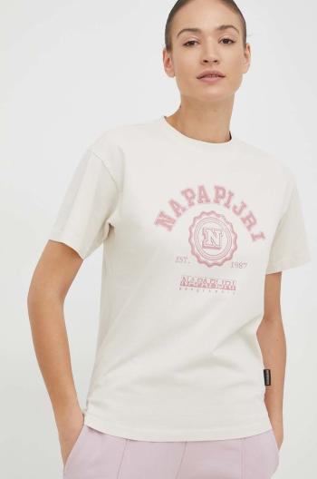 Bavlnené tričko Napapijri béžová farba