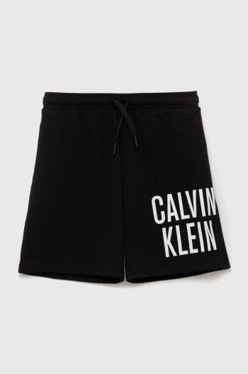 Detské bavlnené šortky Calvin Klein Jeans čierna farba, nastaviteľný pás