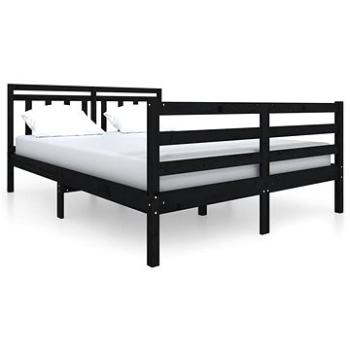 Rám postele čierny masívne drevo 140 × 190 cm, 3100638