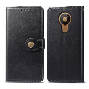 LEATHER BUCKLE Peňaženkový obal Nokia 5.3 čierny