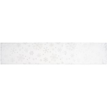 Forbyt Vianočný obrus Snowflakes biela, 35 x 155 cm