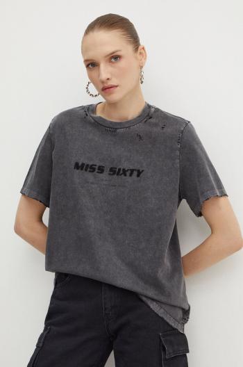 Bavlnené tričko Miss Sixty 6L2SJ1760000 SJ1760  S/S T-SHIRT dámske, šedá farba, 6L2SJ1760000