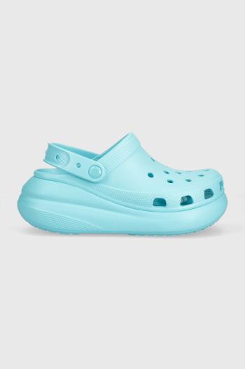 Šľapky Crocs Classic Crush Clog dámske, tyrkysová farba, na platforme, 207521