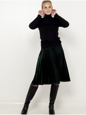 Tmavozelená sametová plisovaná sukňa CAMAIEU