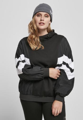 Urban Classics Ladies Mix Crinkle Nylon Sweat Hoody black/white - L