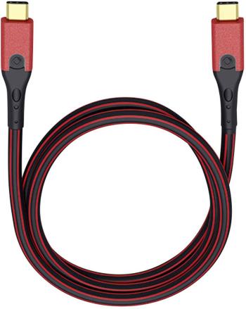 USB 3.0 prepojovací kábel [1x USB-C ™ zástrčka - 1x USB-C ™ zástrčka] 1.00 m červená/čierna pozlátené kontakty Oehlbach