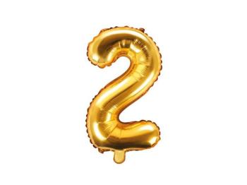 Balónové číslice zlaté 35 cm - 2 (NEMÔŽU BYŤ PLNENÉ HELIOM) - PartyDeco