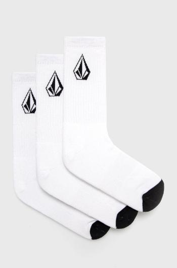 Ponožky Volcom (3-pack) pánske, biela farba