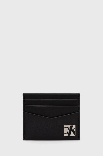 Kožené puzdro na karty Calvin Klein Jeans pánsky, čierna farba