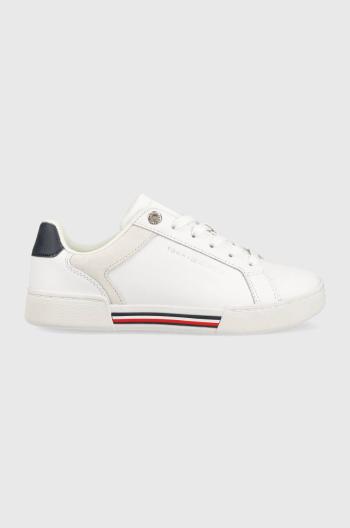 Kožené tenisky Tommy Hilfiger COURT SNEAKER GLOBAL STRIPES biela farba, FW0FW07118