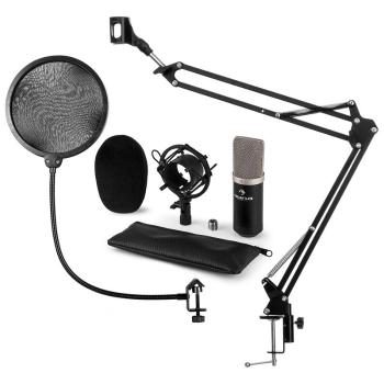 Auna CM003 mikrofónová sada V4 kondenzátorový mikrofón XLR mikrofónové rameno pop filter čierna farba