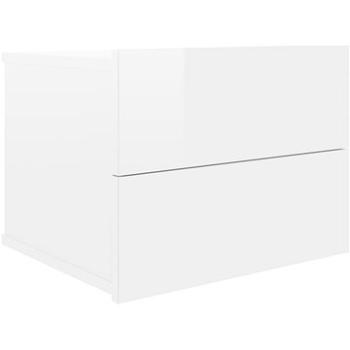 Nočný stolík biely s vysokým leskom 40 × 30 × 30 cm drevotrieska (801065)