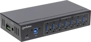 Manhattan 164405 7 portů USB 3.0 hub kovový ukazovateľ, pre priemyselné použitie, pre montáž na stenu čierna