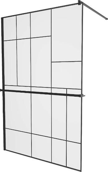 MEXEN/S - KIOTO Sprchová zástena WALK-IN s poličkou a držiakom uterákov 80 x 200 cm, transparent/čierna 8 mm, čierna 800-080-121-70-78
