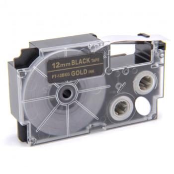 Kompatibilná páska s Casio XR-12BKG 12mm x 8m zlatá tlač / čierny podklad
