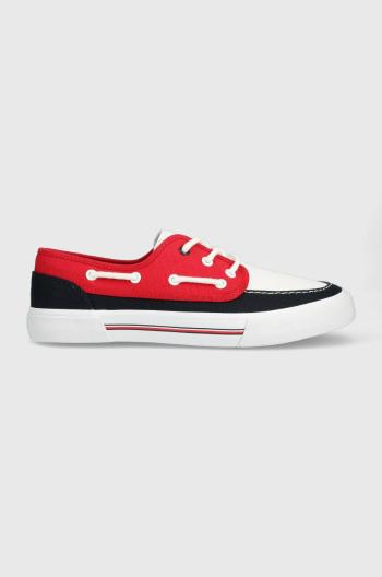 Tenisky Tommy Hilfiger CORE BOAT SHOE CANVAS pánske, červená farba, FM0FM04510