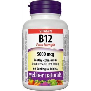 Webber Naturals Vitamín B12 5000 mcg pod jazyk Methylcobal. 60 tabliet