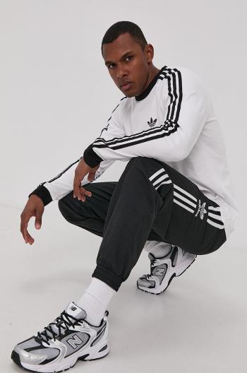 Tričko s dlhým rukávom adidas Originals GN3477 pánske, biela farba, jednofarebné