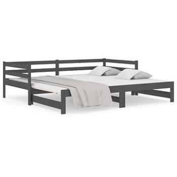 Výsuvná posteľ sivá 2× (90 × 190) cm masívna borovica, 814656