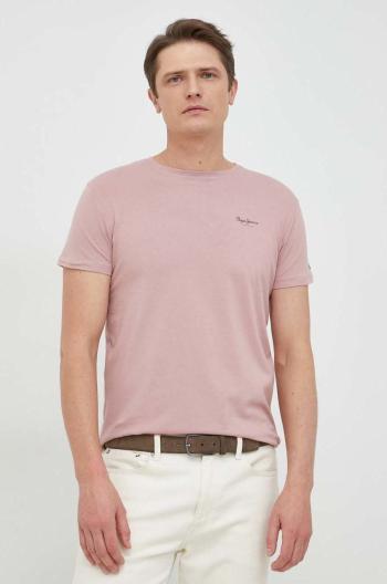 Tričko Pepe Jeans Jack pánske, ružová farba, jednofarebné