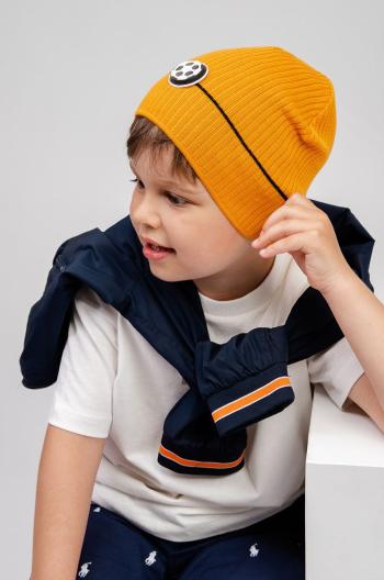 Detská čiapka Jamiks oranžová farba biela, z tenkej pleteniny,