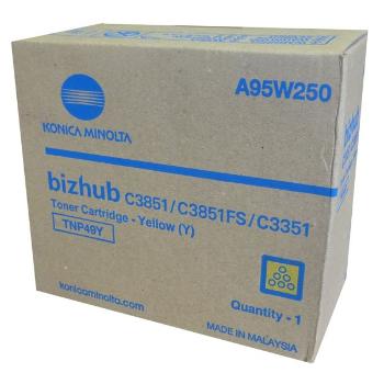 Konica Minolta originál toner A95W250, yellow, 12000str., TNP-49Y, Konica Minolta Bizhub C3351, Bizhub C3851, Bizhub C3851FS, O, žltá