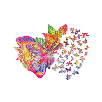 Farebné drevené puzzle - motýľ wooden butterfly 