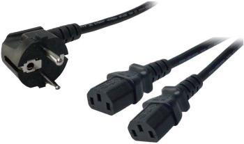 LogiLink napájací prepojovací kábel [1x uhlová zástrčka s ochranným kontaktom - 2x zástrčka C13] 1.70 m čierna